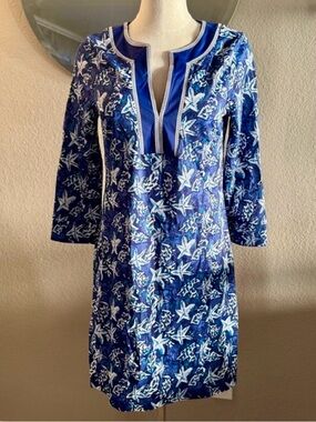 Cabana Life x Talbots Royal Blue Tunic with Cream Trim